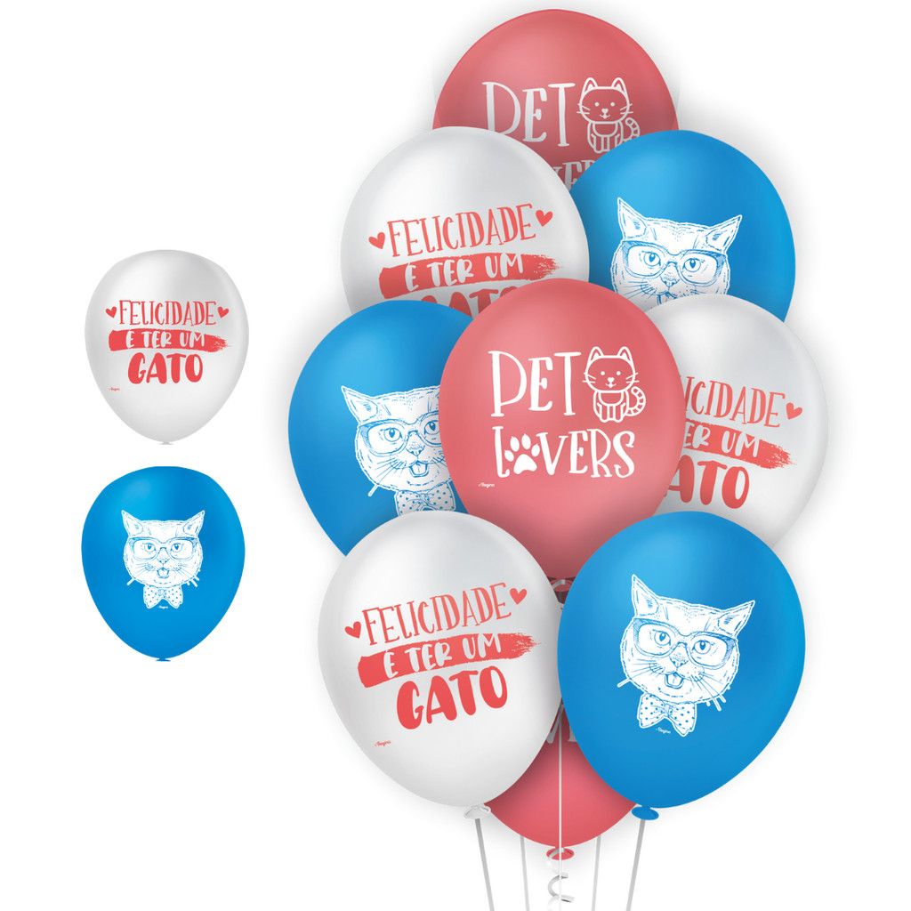 Balão Redondo Gato 9 Pol. Regina: Diversão Garantida!