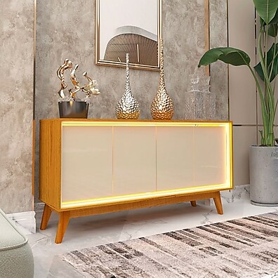 Balcão Buffet Requinte 4 Portas com LED: Moderno e Sofisticado