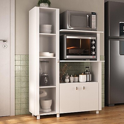 Balcão Cozinha Multiuso 96cm: Forno e Micro-ondas