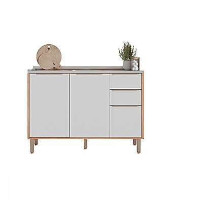 Balcão de Cozinha 120cm: 3 Portas e 2 Gavetas