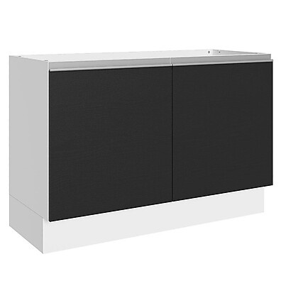 Balcão de Cozinha 120cm: MDF, 2 Portas (Branco/Preto)