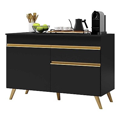Balcão de Cozinha 120cm Veneza: Preto e Funcional!
