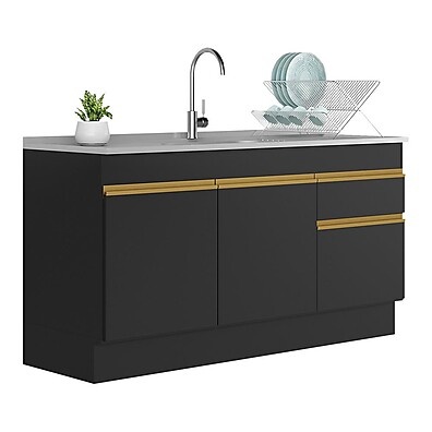 Balcão de Cozinha 150cm: Pia, 3 Portas e 1 Gaveta