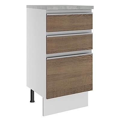 Balcão de Cozinha 40 cm 3 Gavetas Branco/Rustic Glamy Madesa – Design Moderno e Prático