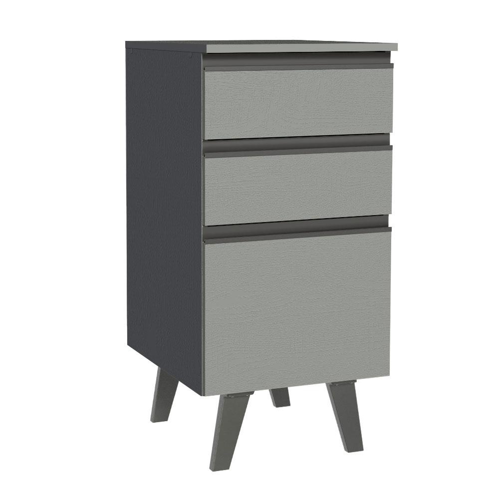 Balcão de Cozinha 40 cm com 3 Gavetas Cinza Nice Madesa – Organização Perfeita