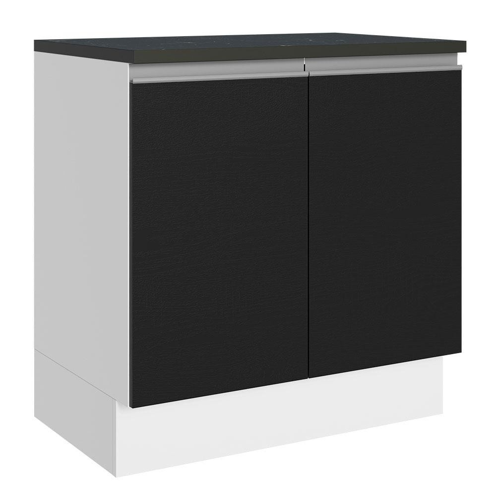 Balcão de Cozinha 80cm: MDF, Branco/Preto – Acordes Madesa
