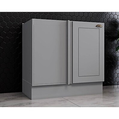Balcão de Cozinha Americana Canto Reto 84cm Cinza - Henn