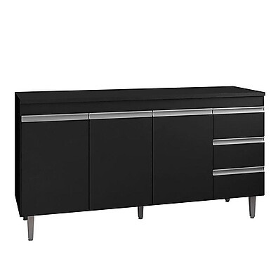 Balcão de Cozinha Andréia 150 cm com Tampo Preto Fosco – Modernidade e Qualidade AJL