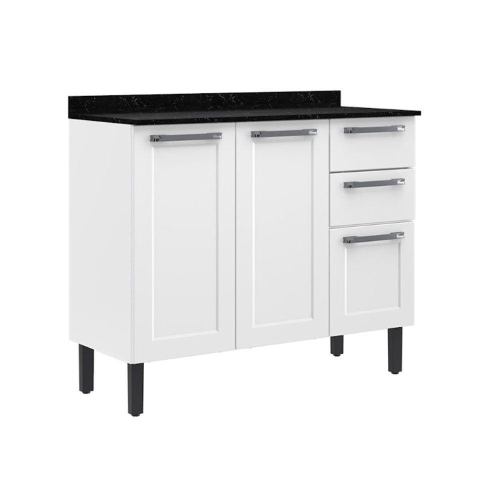 Balcão de Cozinha Florença 105cm: Branco e Funcional
