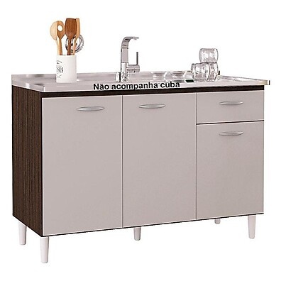 Balcão de Pia 120 cm Chocolate Off White – Modernize sua Cozinha