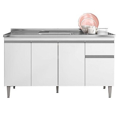 Balcão de Pia 145cm Branco: Organize sua Cozinha!
