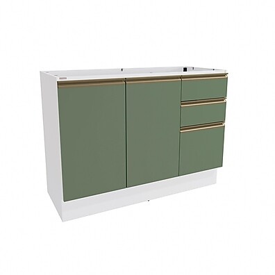Balcão de Pia Celeste 120cm: Branco e Verde!