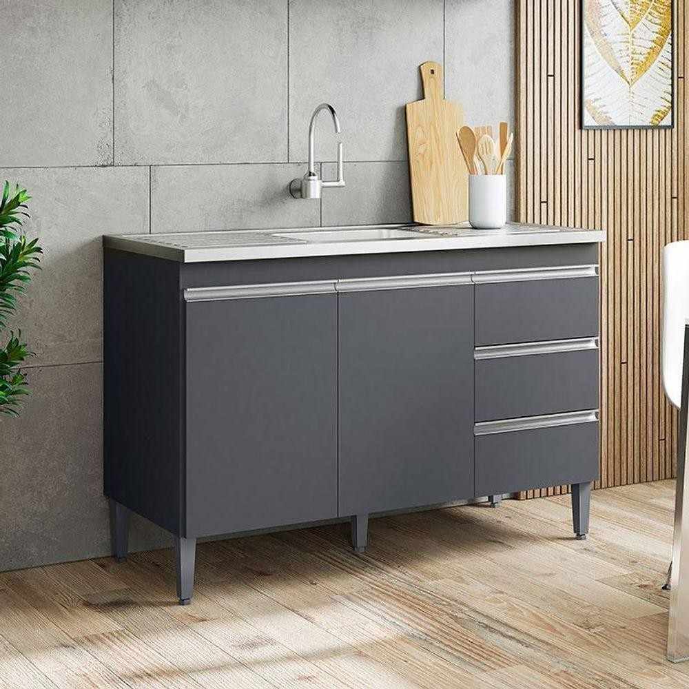Balcão de Pia Cinza Fosco 100cm: Organize sua Cozinha!