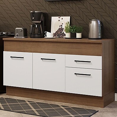 Balcão de Pia Cozinha 150cm: Rustic/Branco Agata