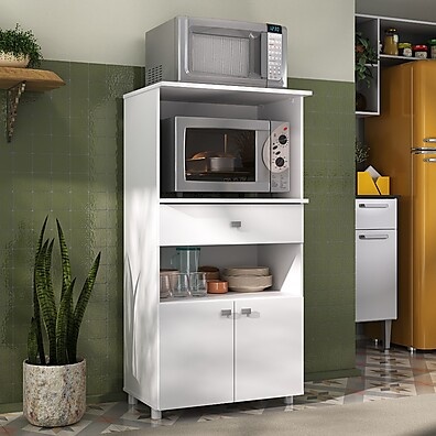 Balcão Forno e Microondas Branco – Organize sua Cozinha