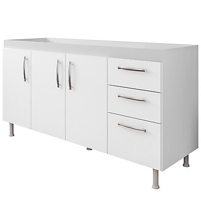Balcão Gabinete Nathan 160cm Branco: Design e Espaço na Cozinha