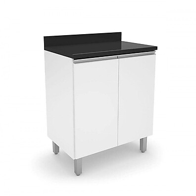 Balcão Top Class Preto e Branco Brilho – Elegância e Espaço na Cozinha