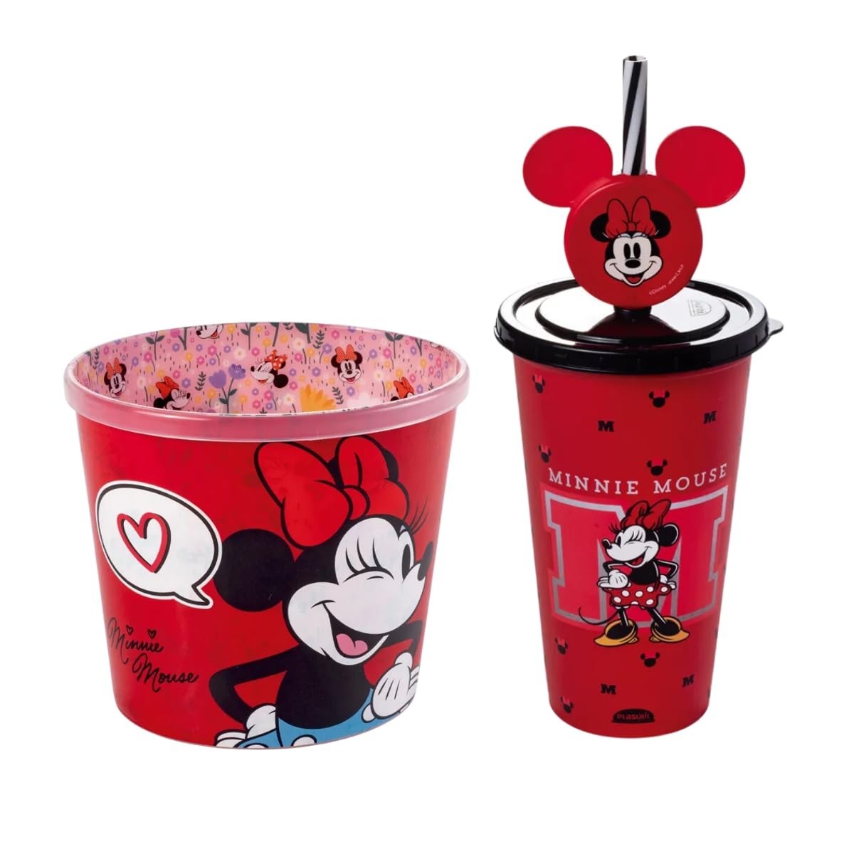 Kit Minnie Cinema - Balde Pipoca 2,1L + Copo com Canudo - Estampa Disney