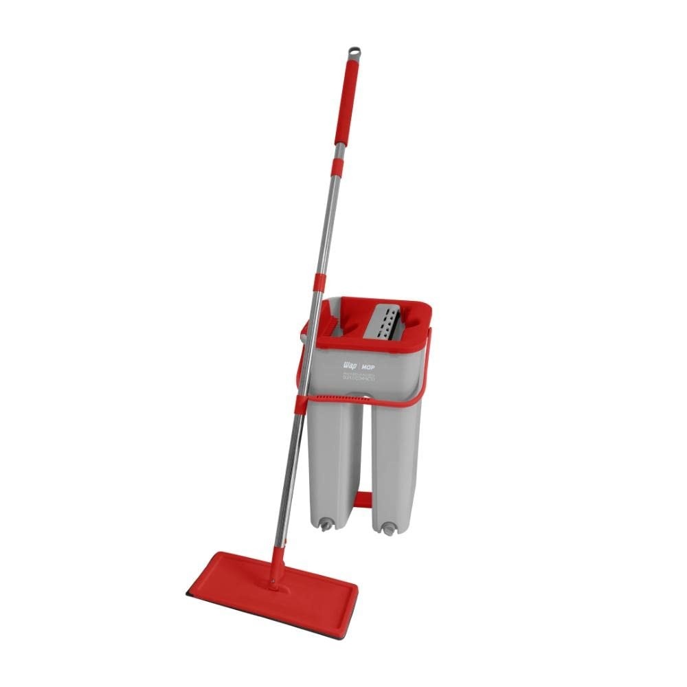 WAP Vassoura MOP com Balde DUPLO COMPACTO 8L - Lava e Seca com Refil de Microfibra