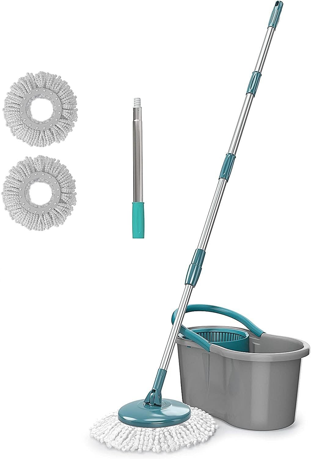 Mop Fit Giratório 2 Refis Microfibra com Balde 8L + Cabo Extensor - Limpeza Fácil e Eficiente