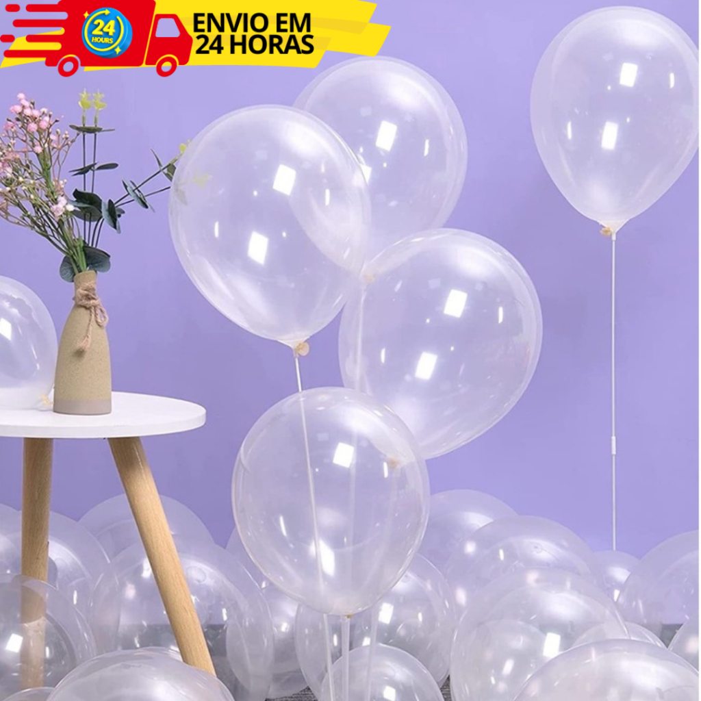 Balões Cristal Transparente 7/9 polegadas – Kit com 50 unidades