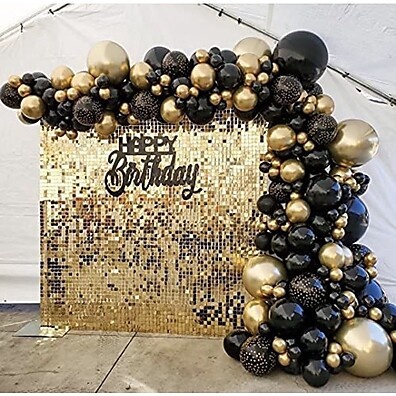 Balões Festa 5 Anos: Kit Preto e Dourado