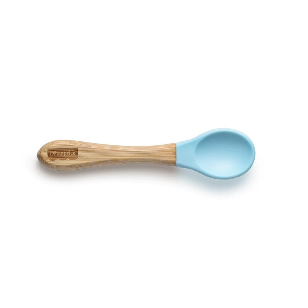 Colher de Treinamento com Cabo em Bambu Bam n Boo Azul Fisher Price - Ideal para Bebês a Partir de 6 Meses