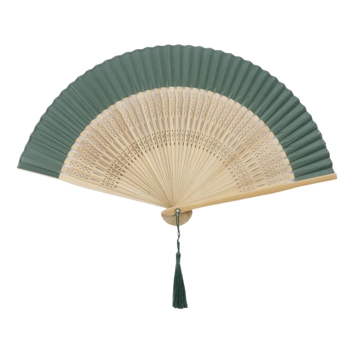Ventoinha Dobrável de Sedu de Bambu 38cm - Leque Clássico Feminino para Festas e Decoração