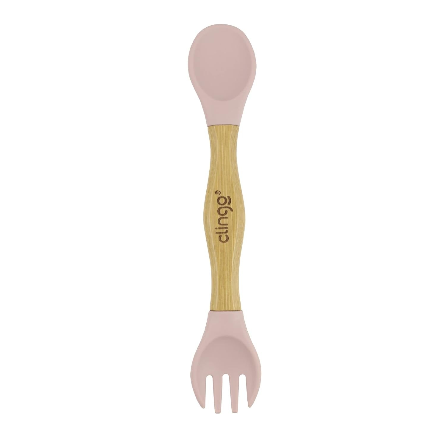 Talher Duplo de Bambu e Silicone Rosa - Seguro, Sustentável e Ideal para Bebês