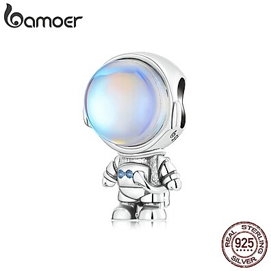 Bamoer 925 Prata Beads Astronauta – Charme Espacial para Pulseiras DIY
