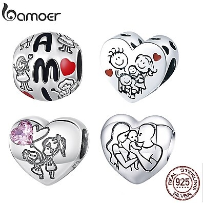 Bamoer Prata 925 - Contas para Pulseira e Colar com Zircônia