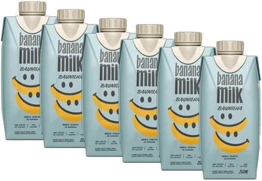 Kit 6X: Leite Vegetal de Banana Sabor Baunilha Banana Milk 250ml