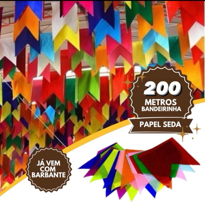 Bandeirinhas Festa Junina 200m: Seda e Praticidade!