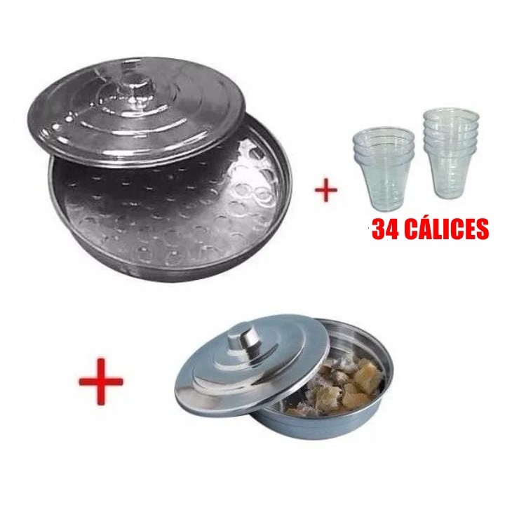 Bandeja Santa Ceia 34 Cálices e Pão – Kit Completo para Celebrações