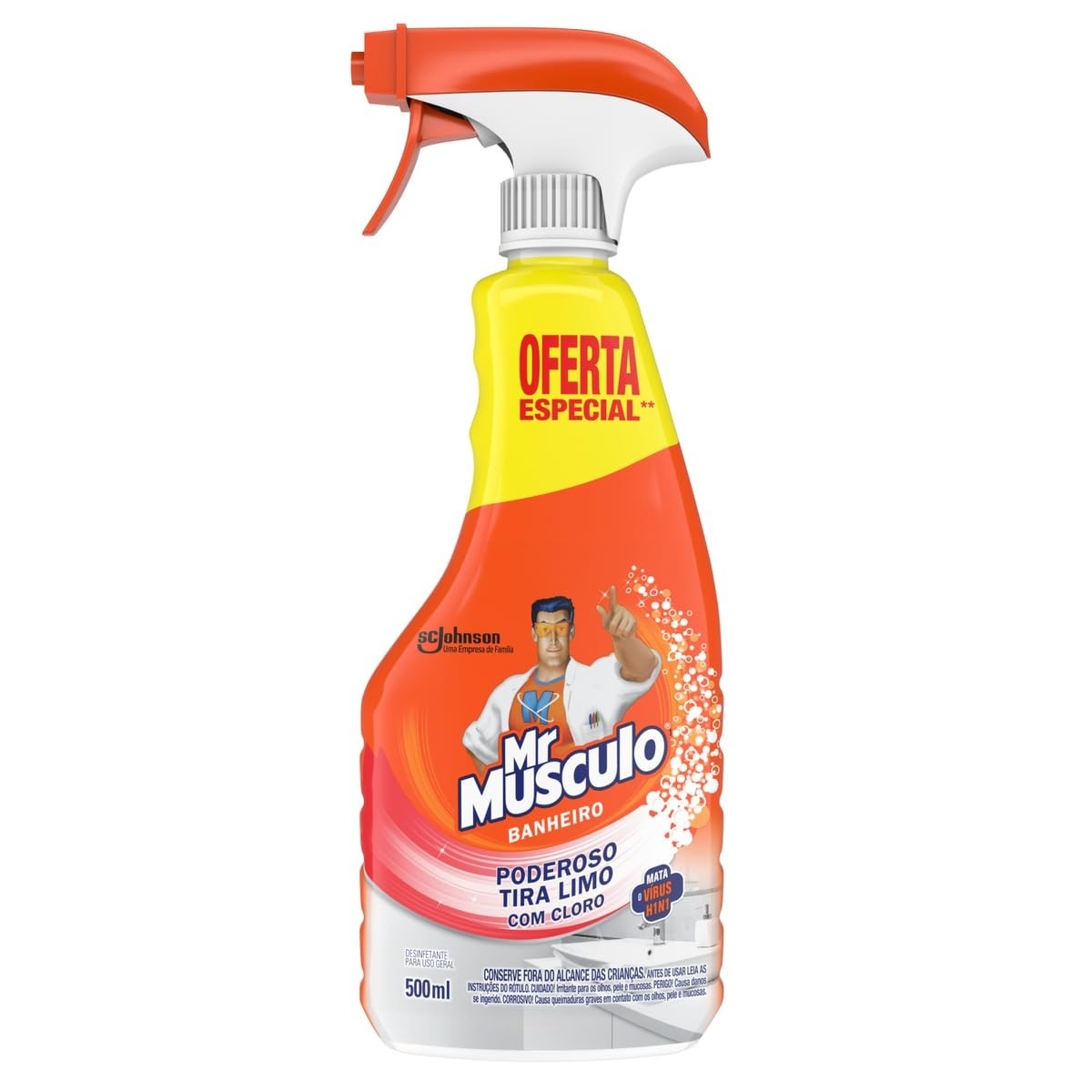 Mr. Músculo Tira Limo Limpador Desinfetante para Banheiro 500ml - Limpeza Profunda sem Esfregar