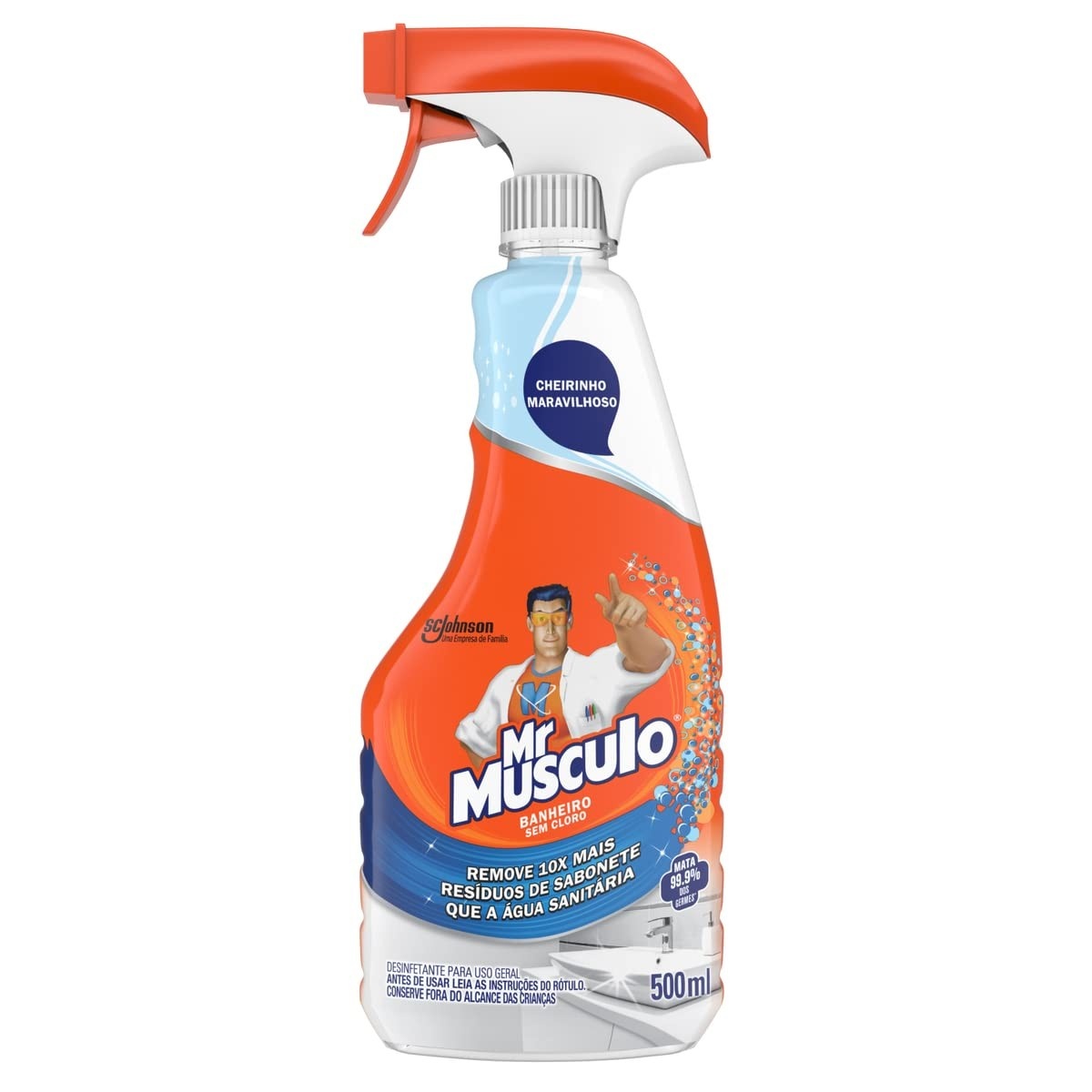 Mr. Músculo Limpador para Banheiro Aparelho 500ml - Fórmula Sem Cloro com 99,9% de Ação Antigermes