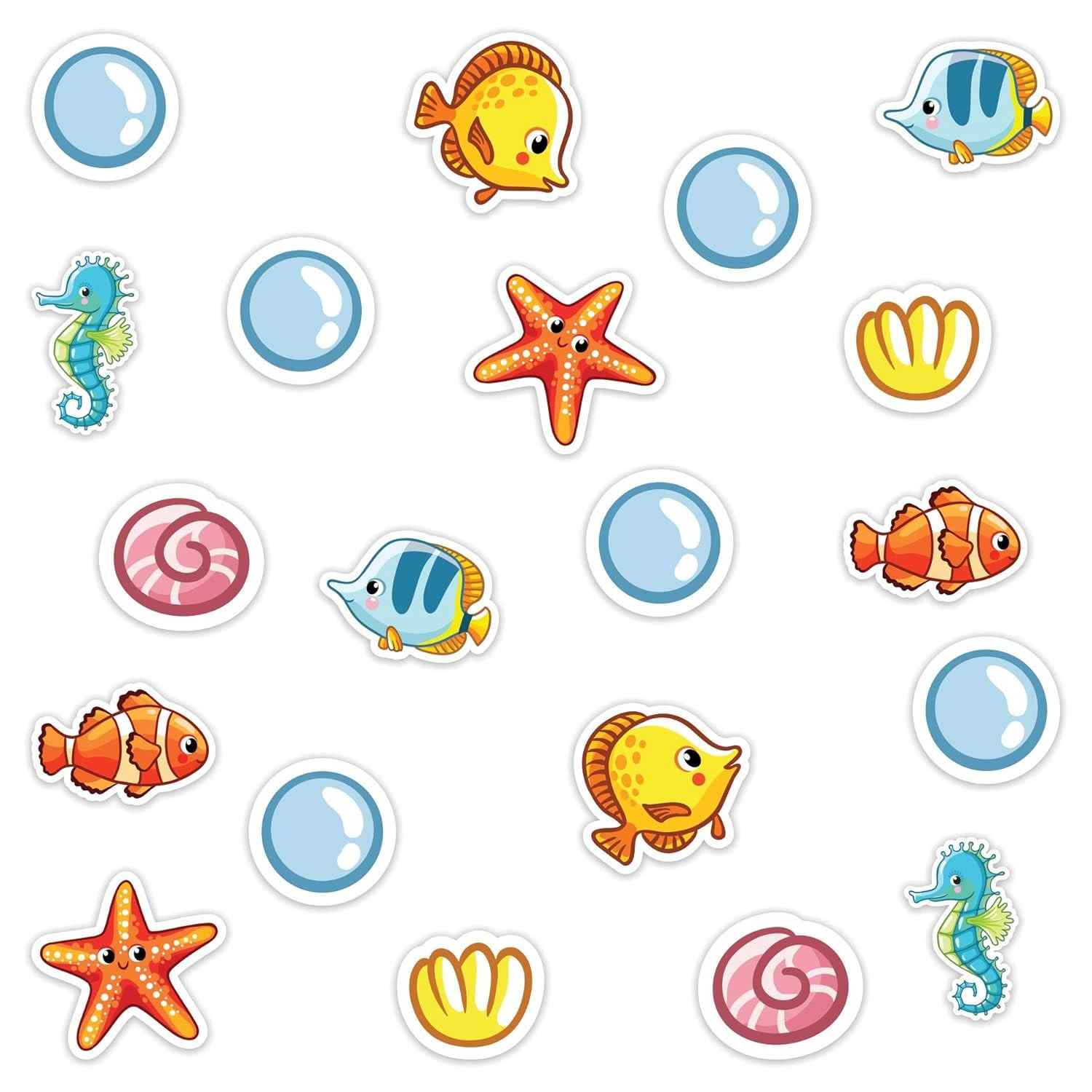 Adesivos Decorativos Fundo do Mar Antiderrapantes para Banheiro Infantil - 20 Unidades