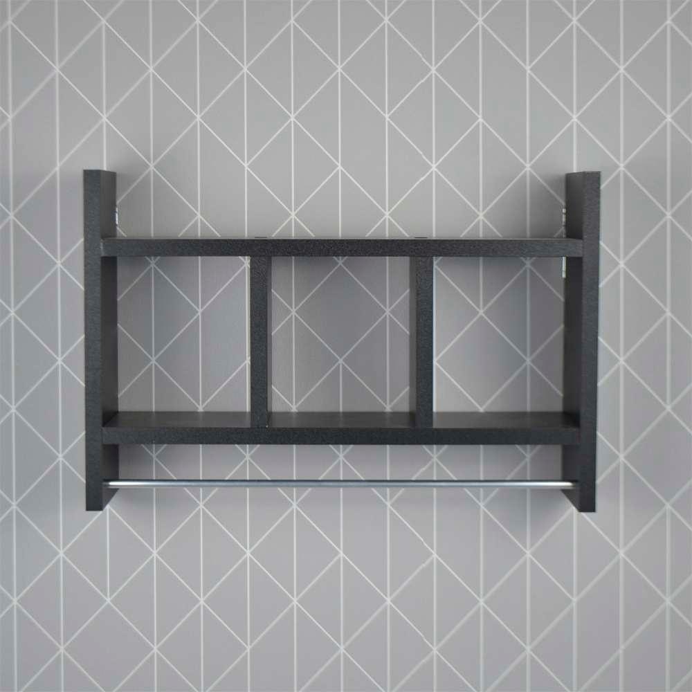 Nicho Porta Toalha Preto 45x30cm: Espaço e Estilo no Banheiro