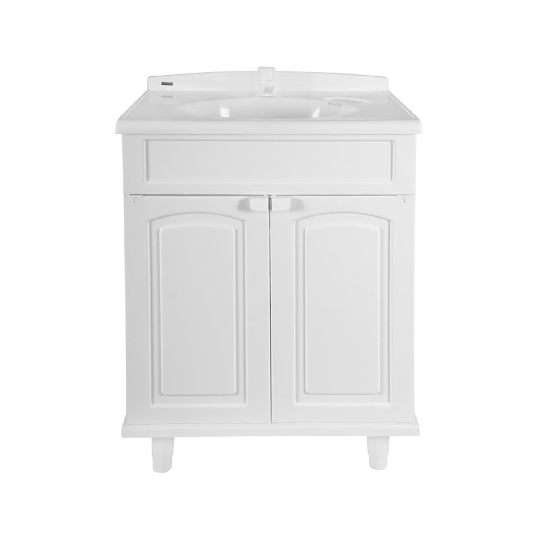 Gabinete para Banheiro com Lavatório Astra Clássica em Plástico Branco - Design Moderno e Funcional