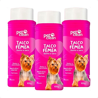 Banho a Seco Pet Clean: Kit 3 Talcos 100g