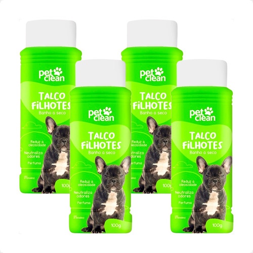 Banho a Seco Pet Clean: Kit 4 Talcos para Filhotes