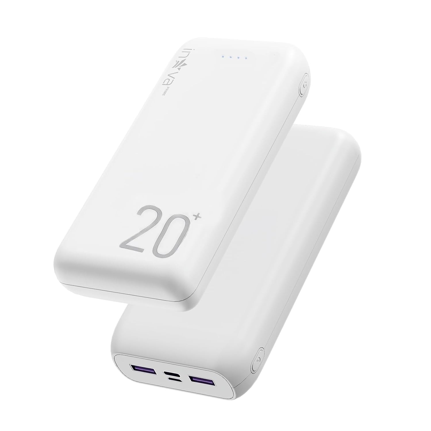 Power Bank 20000mAh Branco: Carregador Portátil Rápido com LED e USB-C