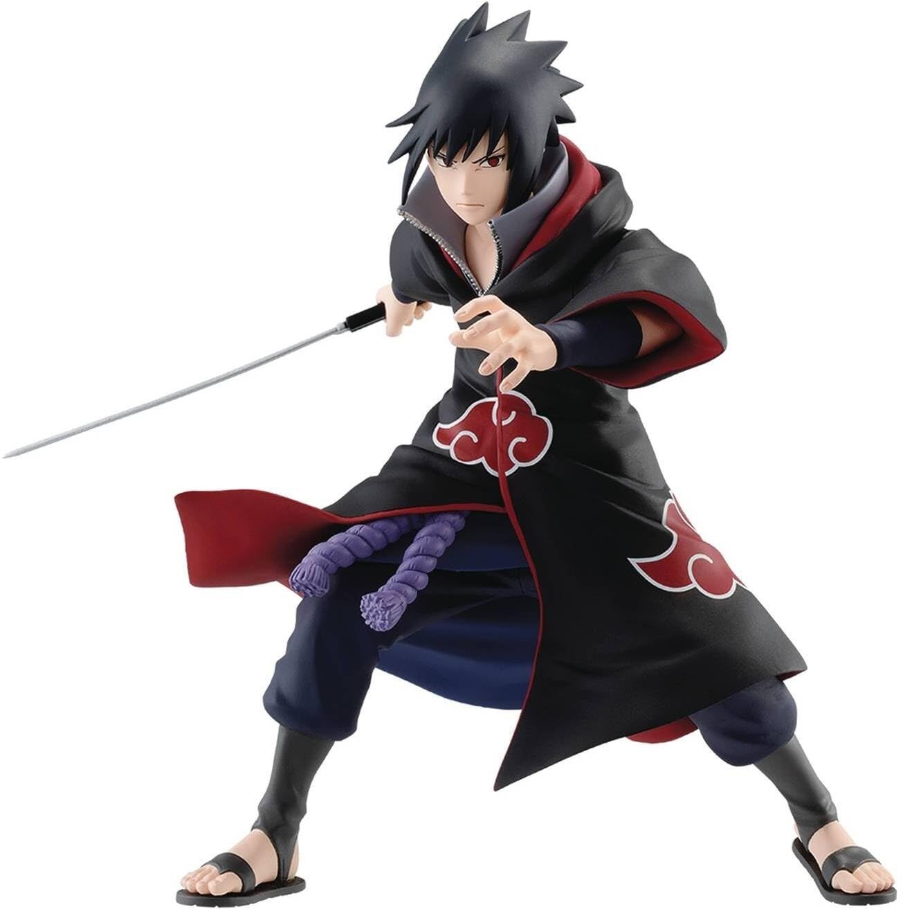 Banpresto Estátua Sasuke Uchiha Akatsuki 15 cm - Coleção Premium para Fãs de Naruto