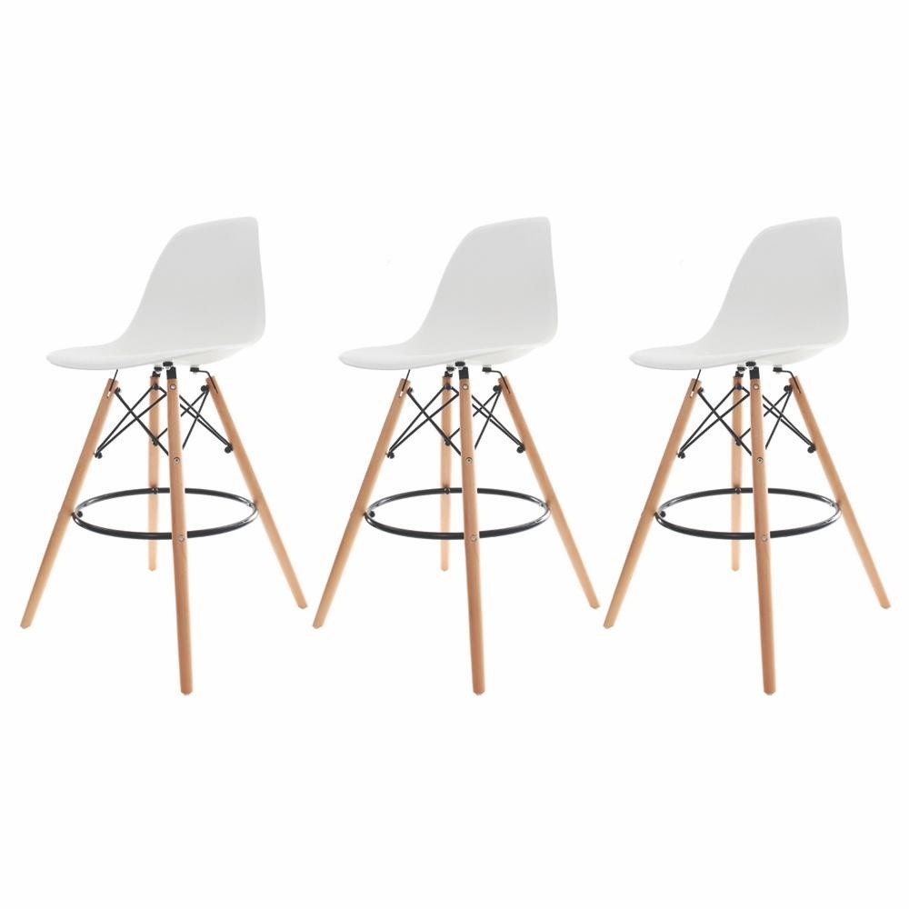 Banqueta Alta Charles Eames: Kit 3 para Cozinha