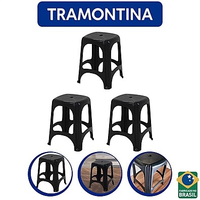 Banquetas Tramontina Niterói: Kit 3 Plástico 100kg
