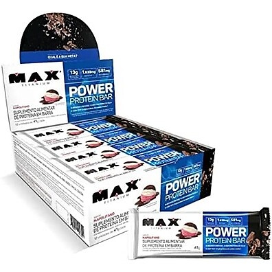 Power Protein Bar Max Titanium Napolitano - Caixa 12 Un.