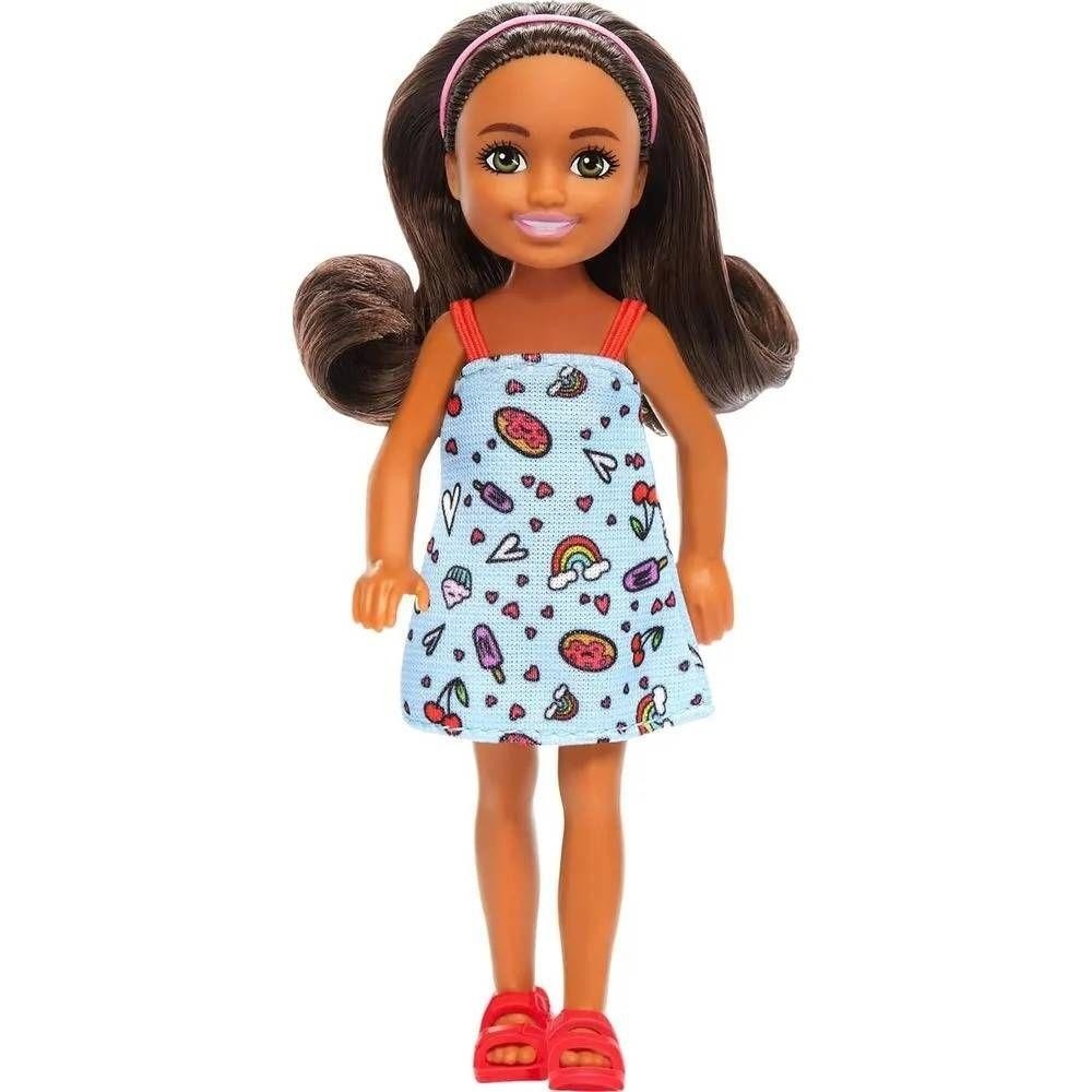 Barbie Chelsea Estilosa: Vestido Azul e Sapatos Laranja