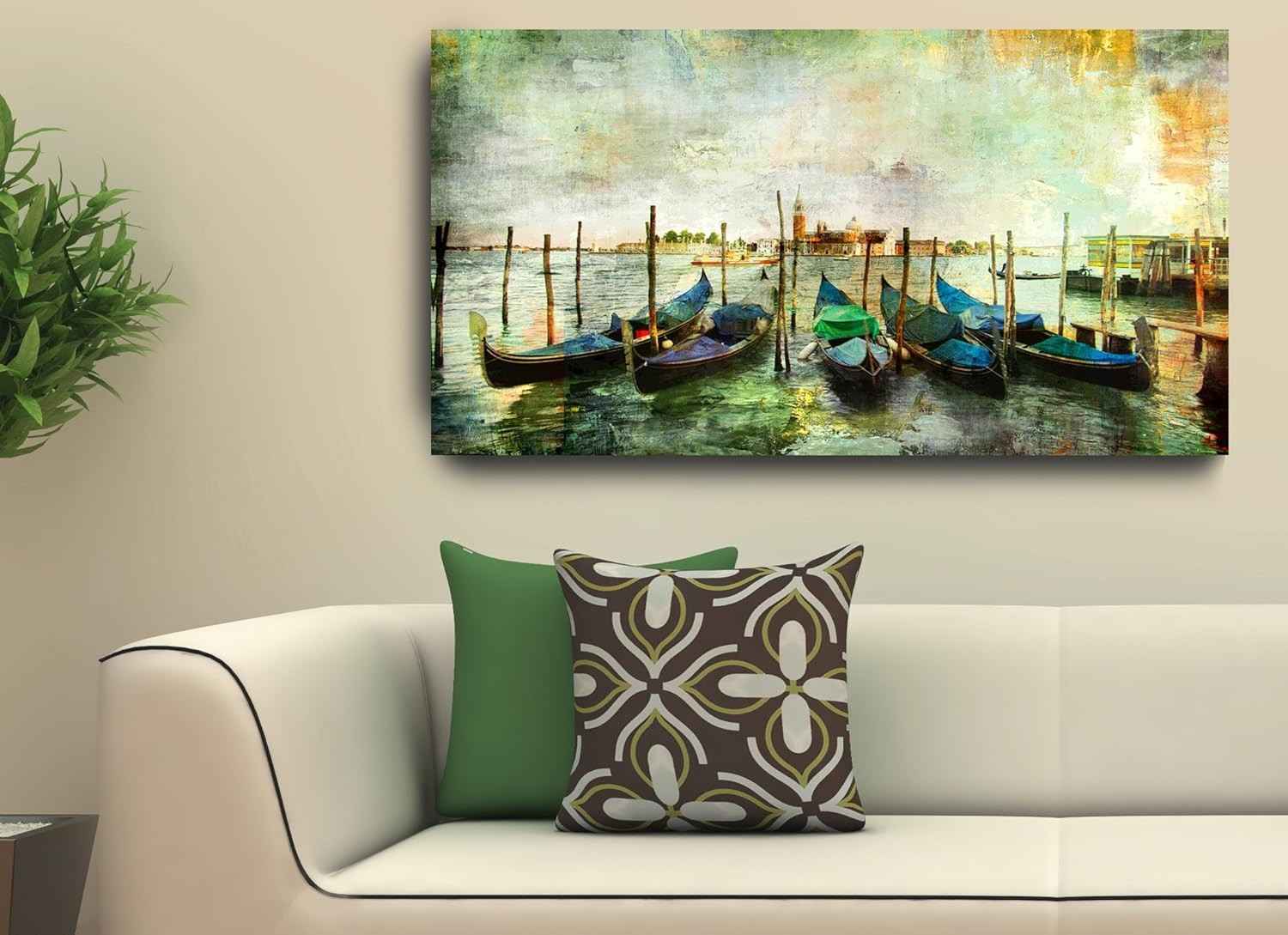 Quadro Decorativo Paisagem com Barcos 55x100cm - Transforme Sua Sala com Estilo Náutico