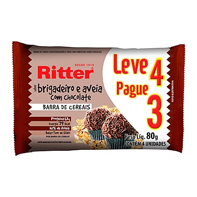 Barra de Cereal Ritter Brigadeiro e Aveia: Leve 4 Pague 3!