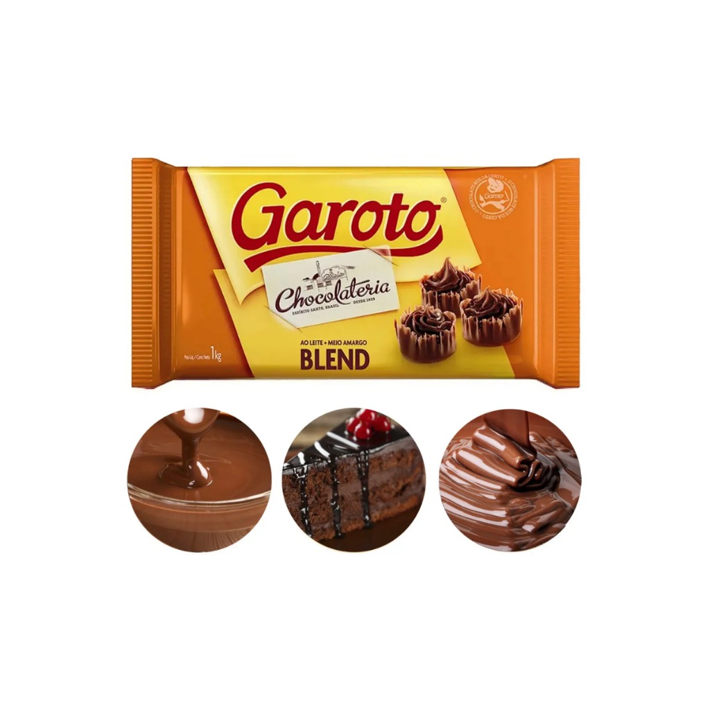 Barra de Chocolate Blend Garoto 2,1kg: Sabor e Qualidade para Profissionais